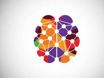 Modern low poly style brain logo design, Geometric and triangle brain logo icon sign symbol.