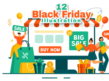 12 Black Friday Sale Event Illustration