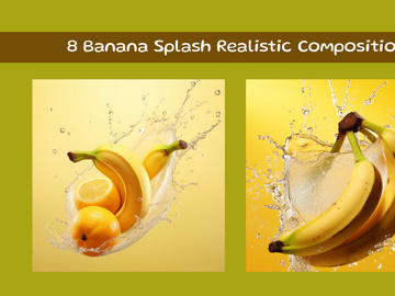 Banana Splash Realistic Composition