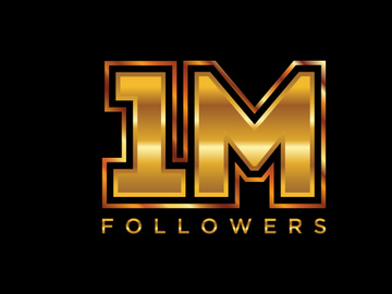 3d golden 1M followers social media celebration design. Vector illustration