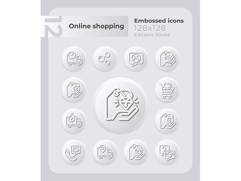 Online Shopping Embossed Icons Set By Bsd Studio EpicPxls