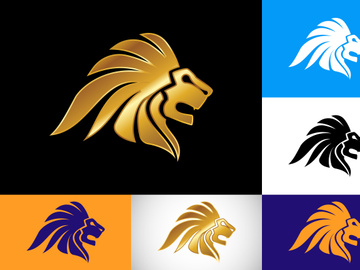 Lion Head logo design template, Animal logo design vector icon illustration