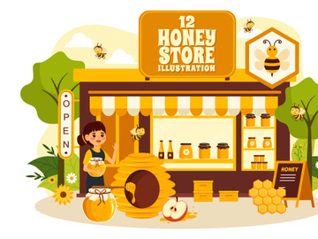 12 Honey Store Illustration