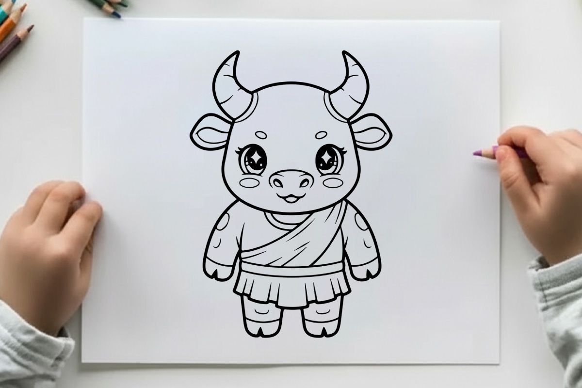 Ilustración vectorial de diseño plano de un ternero cartoon sonriente