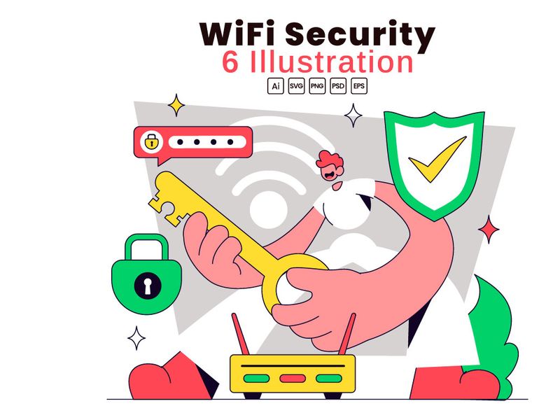 6 WiFi Security Vector Illustration by denayuneep ~ EpicPxls