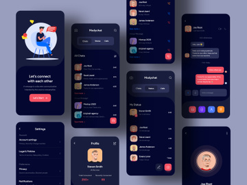 Social & Messing Mobile Application Design (Dark Version)