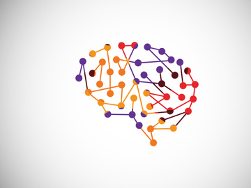 Modern low poly style brain logo design, Geometric and triangle brain logo icon sign symbol.