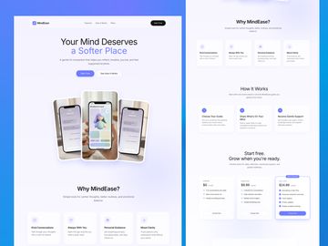 AI Mental Wellness Landing Page Design | Calm UI/UX f