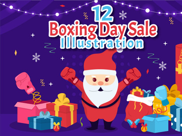 12 Boxing Day Sale Vector Illustration