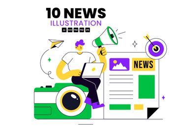 10 News Vector Illustration