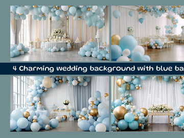 Charming wedding background with blue balloons