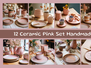 Ceramic Pink Set Handmade