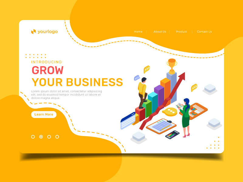 Grow your business - landing page illustration template by ~ EpicPxls