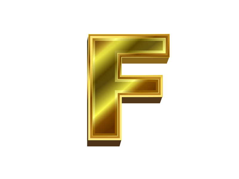 3d golden letter. Luxury gold English alphabet on white ~ EpicPxls