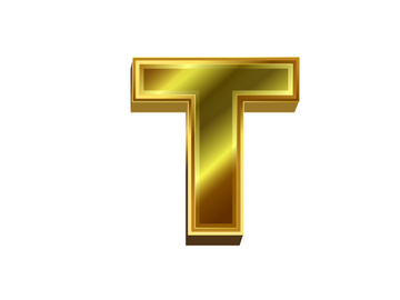 3d golden letter. Luxury gold English alphabet on white background