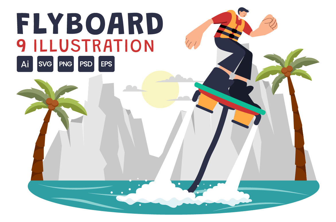 9 Ilustrasi Olahraga Flyboard