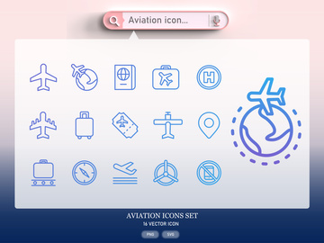 Aviation & travel airplane icon set