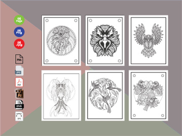 6 Birds  Coloring Book Pages KDP Interior.