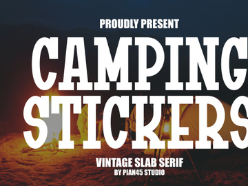 Camping Sticker - Vintage Slab Serif Font