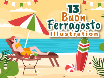 13 Buon Ferragosto Italian Festival Illustration