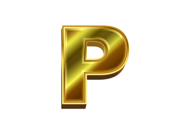 3d golden letter. Luxury gold English alphabet on white background