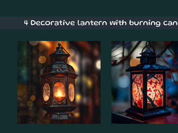 Decorative lantern with burning candle