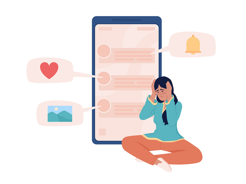 Woman with social media addiction vector character by The EpicPxls