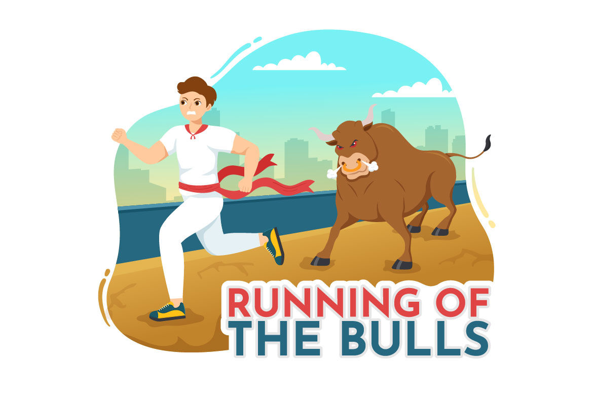 10 Illustrationen vom Stierlauf