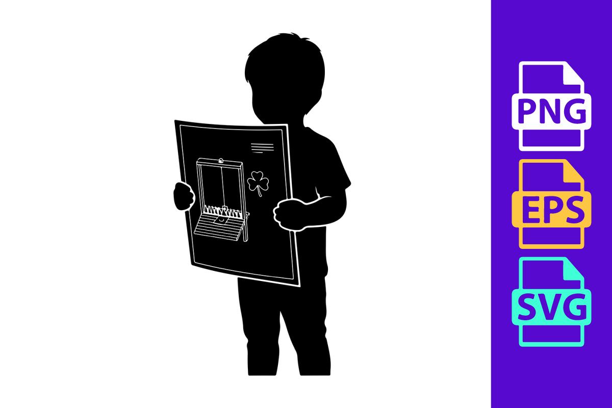 Child Holding Artwork with Shamrock