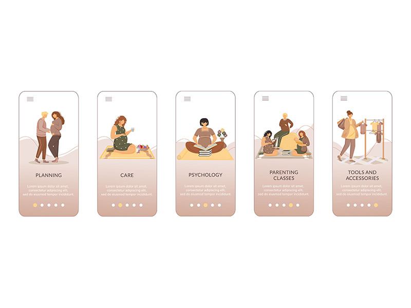 Healthy pregnancy onboarding mobile app screen vector ~ EpicPxls