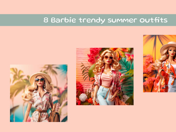 Barbie trendy summer outfits and woman modeling fashion