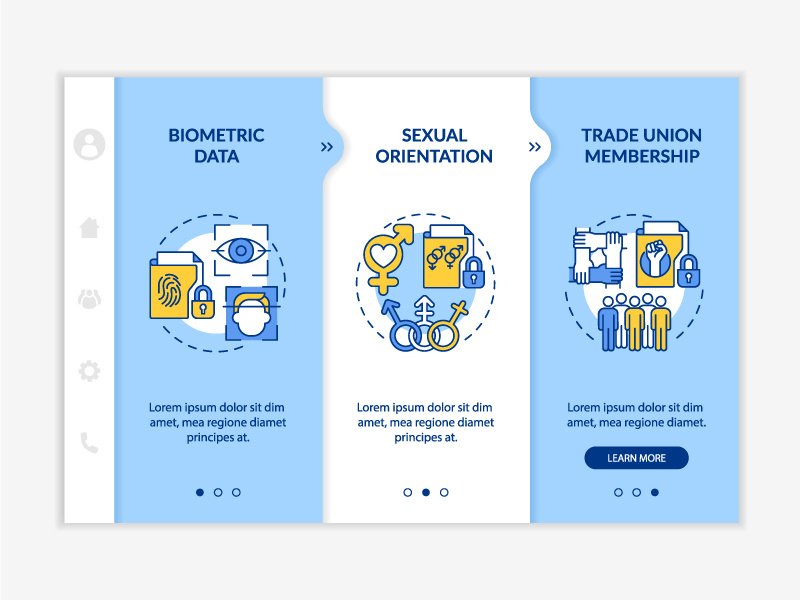 Examples of personal data blue and white onboarding ~ EpicPxls