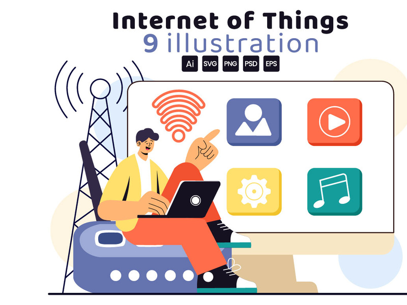 9 Iot Technology Vector Illustration By Denayuneep Epicpxls