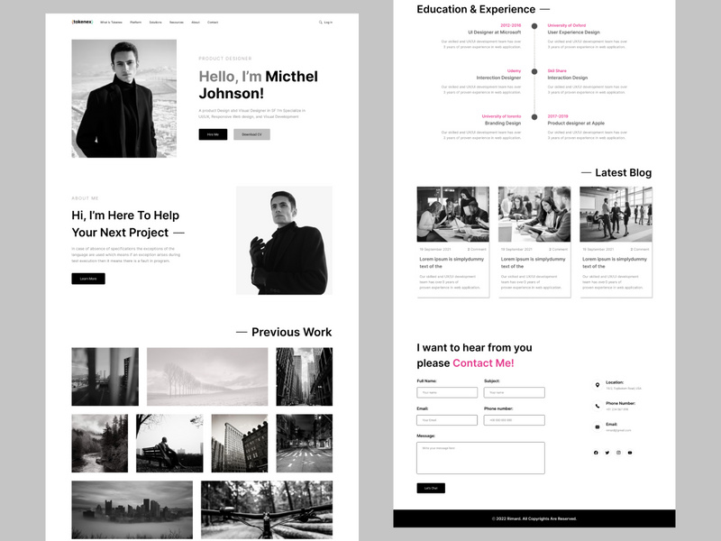 Tokenex - Personal portfolio website landing page design by ~ EpicPxls