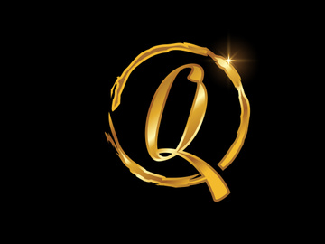 Golden color English hand-drawn alphabet in a brush circle on black background