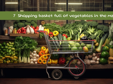 Shopping basket full of vegetables in the market