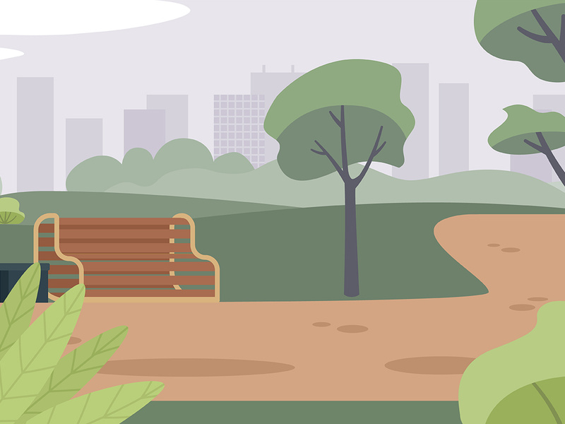 Green city park in summer flat color vector illustration by ~ EpicPxls