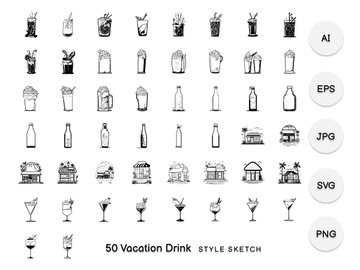 Vacation Drink Element Draw Black