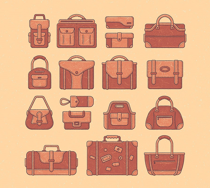 17个复古箱包图标插图(17 Vintage Bags Icon Illustrations)插图1