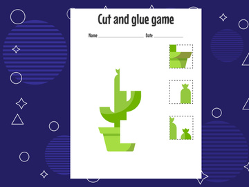 12 Pages Cut and glue game for kids. Cutting practice for preschoolers. Education paper game for children