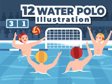 12 Water Polo Sport Player Illustration