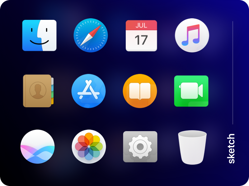 Mac OS dock icons vectorized