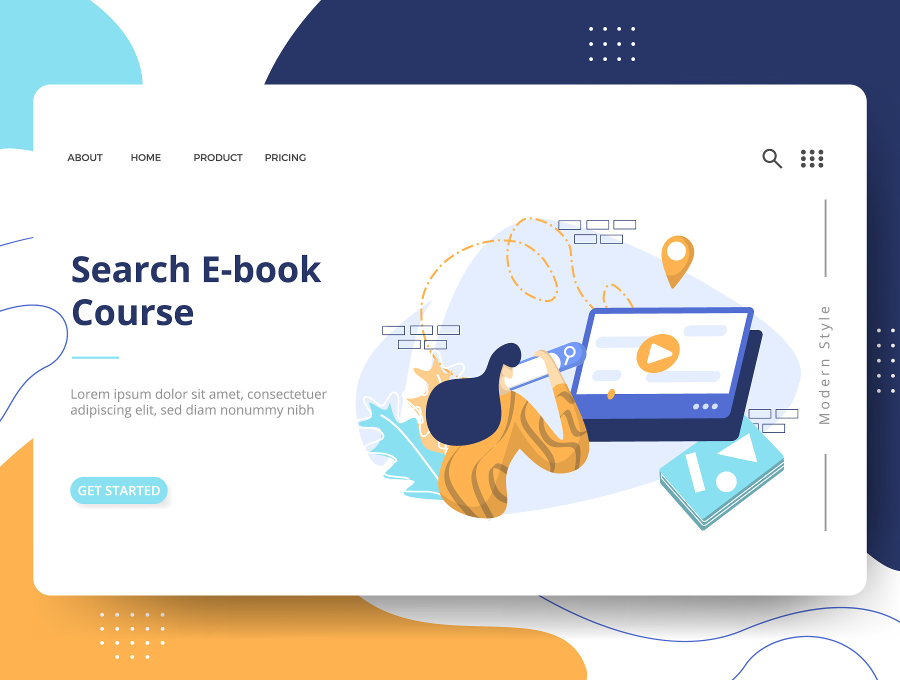 Ilustrasi Set Pendidikan E-Learning