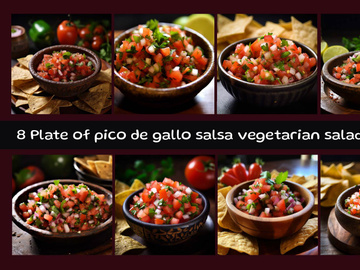 Plate of pico de gallo salsa vegetarian salad sauce