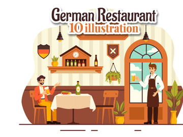 10 German Food Restaurant Illustration