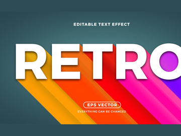 Retro long shadow editable text vector template