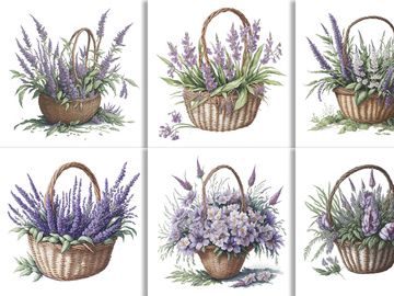 Watercolor Flower Basket Design