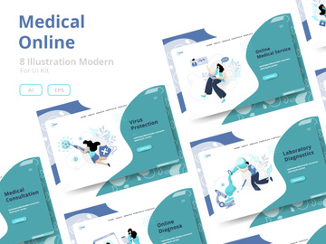 Medical Online sets Illustration