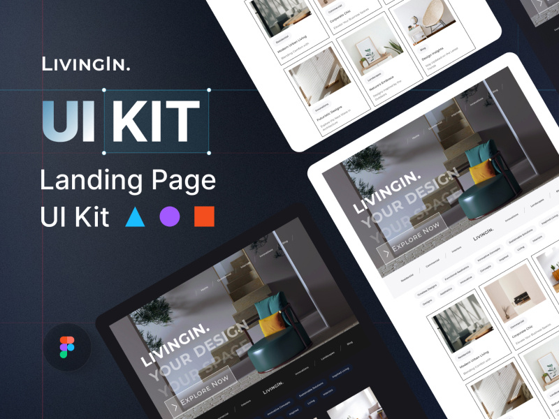 LivingIn - Interior Design Landing Page UI Kit by Hiddemaru ~ EpicPxls