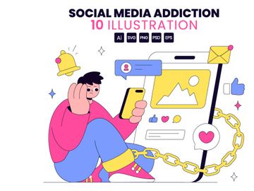 10 Social Media Addiction Illustration